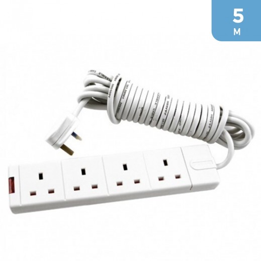 4 Way Power Extension 5 M – White - delivered by Taw9eel Fast