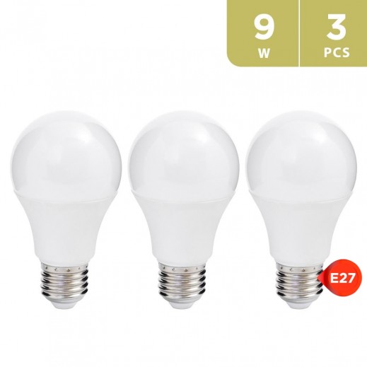 9W E27 LED Light Bulb (3 Pieces) - Warm White - delivered by Taw9eel Fast