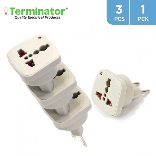 Terminator 2 Pin Travel Adaptor (Pack of 3) - delivered by Taw9eel Fast