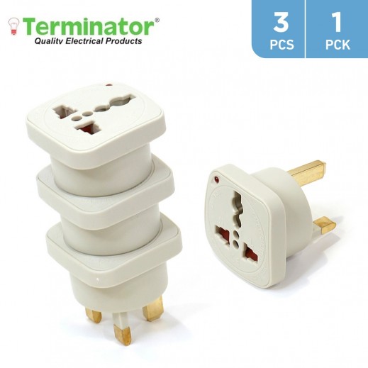 Terminator 3 Pin Travel Adaptor (Pack of 3) - delivered by Taw9eel Fast