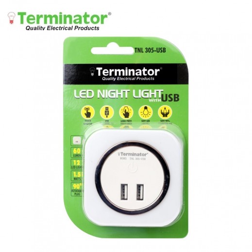 Terminator LED Night Light With 2 USB 