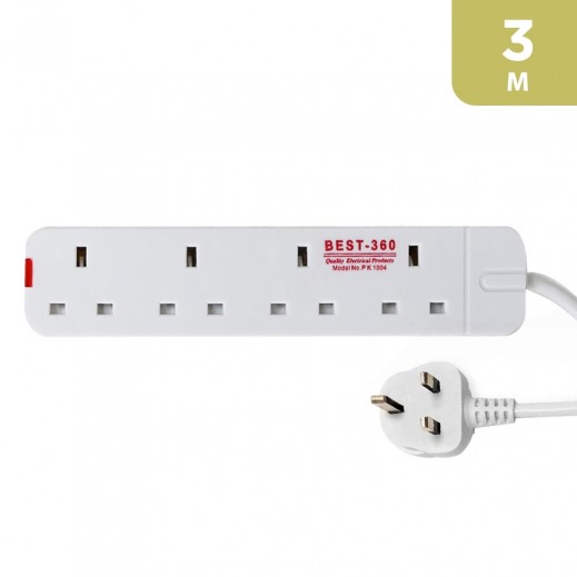 Best 360 Power Extension 4 Ways 3M - delivered by Taw9eel Fast