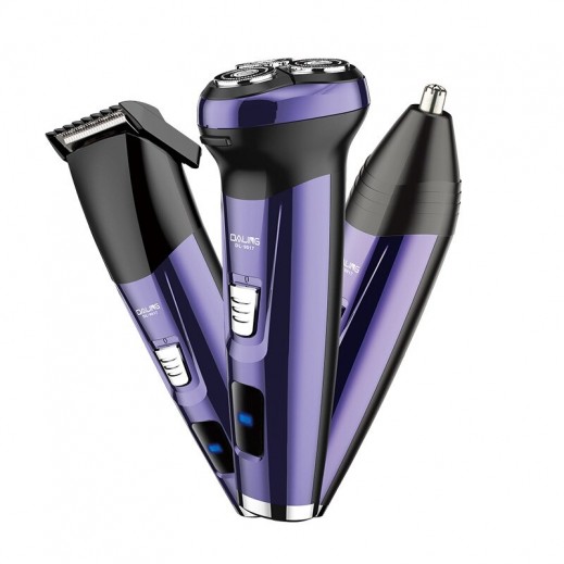 Daling 3-in-1 Hair Grooming Kit (3 Heads with a Shaver) - Black & Blue 