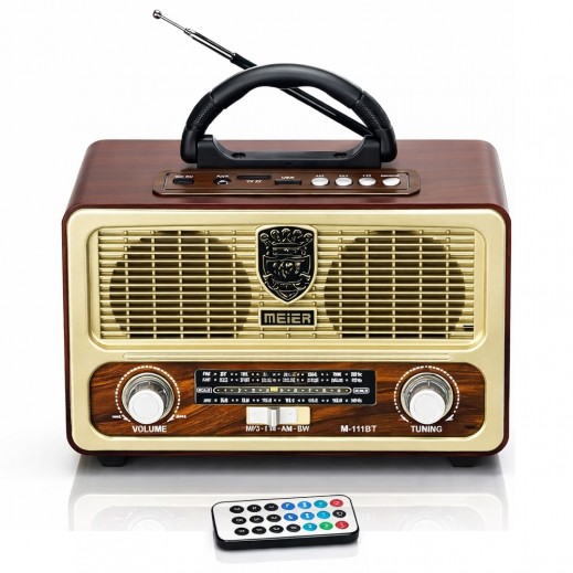 MEIER Portable Antique Wooden Retro FM Radio