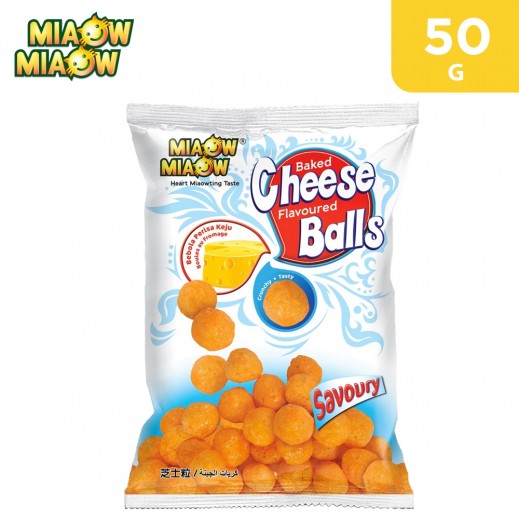Miaow Miaow Baked Cheese Flavoured Balls Snacks 50 g - delivered by Taw9eel Fast
