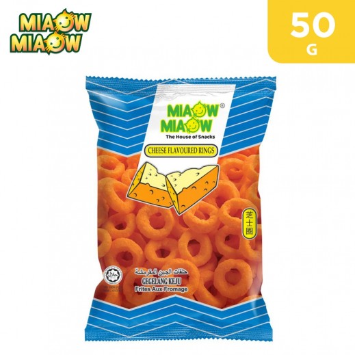 Miaow Miaow Cheese Flavoured Ring Snacks 50 g - delivered by Taw9eel Fast