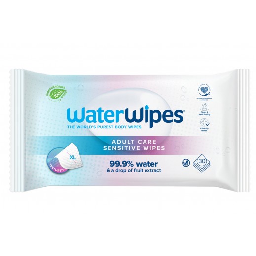 WaterWipes Adult Care Sensitive Wipes 30 Wipes - delivered by Taw9eel Fast