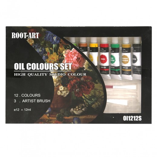 Set of Oil Colors with Brushes 12 Colors - delivered by Atlas Stationary within 24 Hours