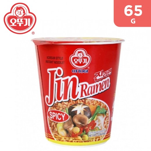 Ottogi Jin Ramen Spicy Instant Noodles Cup 65 g - delivered by Taw9eel Fast