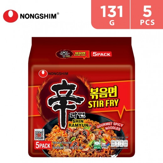Nongshim Shin Ramyun Stir Fry Gourmet Spicy Noodles 5 x 131 g - delivered by Taw9eel Fast
