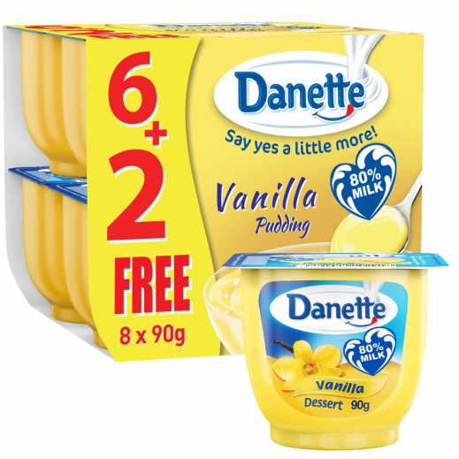 Danette Vanilla Pudding 90 g (6 + 2 Free) - delivered by Taw9eel Fast