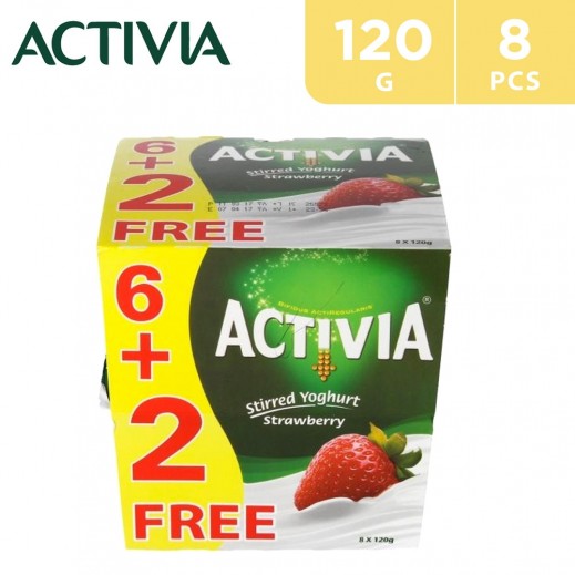 Activia Strawberry Yoghurt Full Fat 120 g (6+2 Free) - delivered by Taw9eel Fast