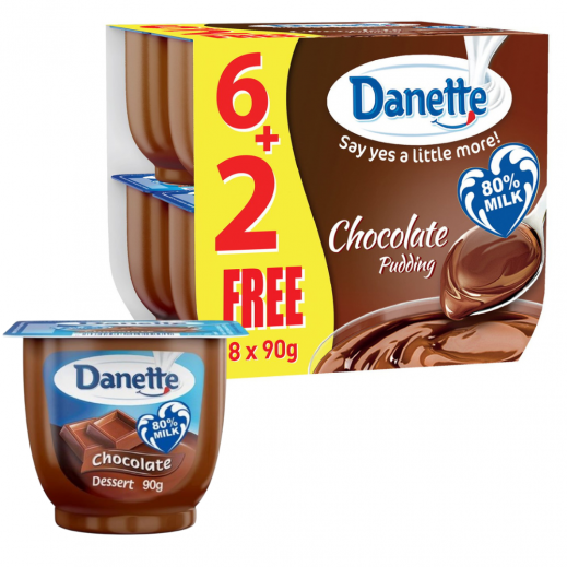 Danette Chocolate Pudding 90 g (6 + 2 Free) - delivered by Taw9eel Fast