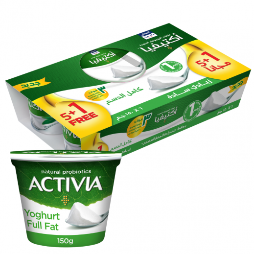 Activia Full Fat Plain Yoghurt 150 g (5 + 1 Free) - delivered by Taw9eel Fast