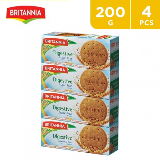 Britannia Sugar Free Digestive Biscuit 4 x 200 g - delivered by Taw9eel Fast