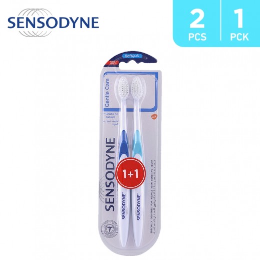 Sensodyne Gentle Care Toothbrush With Soft Bristles 1 + 1 Free - delivered by Taw9eel Fast