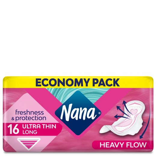 Nana Ultra Thin Sanitary Pads with Long Wings Duo 2 x 8 Pads - delivered by Taw9eel Fast