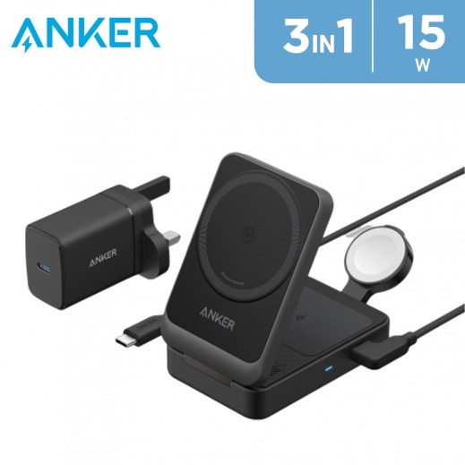 Anker MagGo 15W 3-in-1 Charging Station - Black