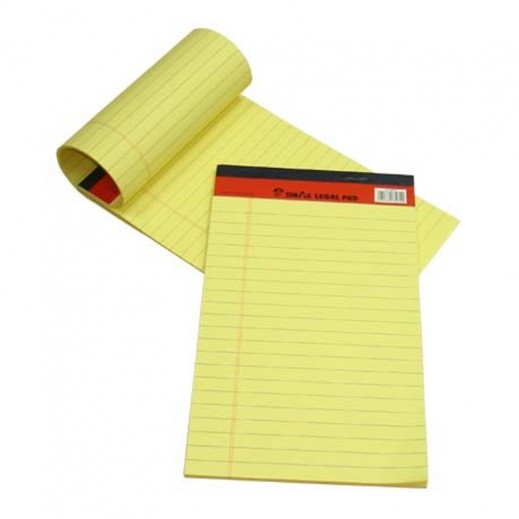 Sinarline A4 Size Legal Pad Yellow  - delivered by Taw9eel Fast