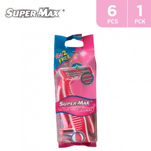 Supermax Ladies Confidence 3 Disposable Razor 4 + 2 Free - delivered by Taw9eel Fast