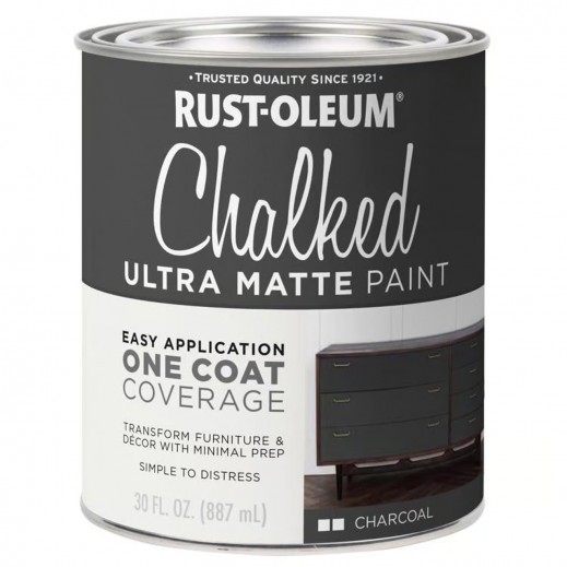 Rust-Oleum Chalked Ultra Matte Charcoal Water Paint 887ml - delivered by Taw9eel within 1 working day 