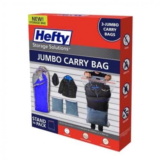 Hefty Clear Jumbo Carrying Bag 3Pcs - delivered by Taw9eel within 1 working day 