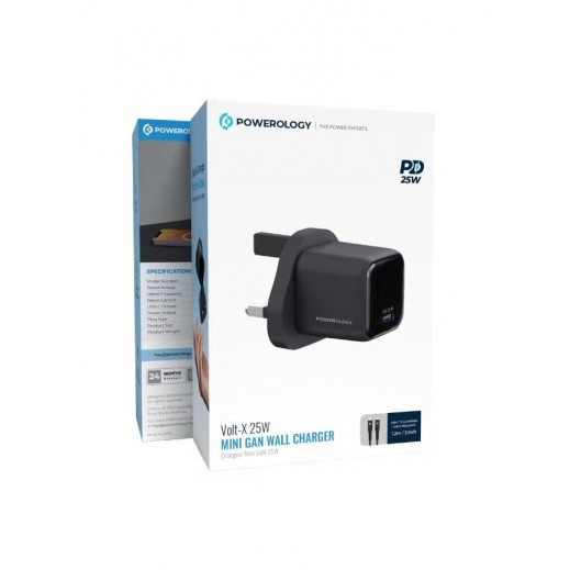 Powerology Volt-X 25W Mini Gan Wall Charger With USB-C to Lightning Cable - delivered by Taw9eel within 2 Business Days