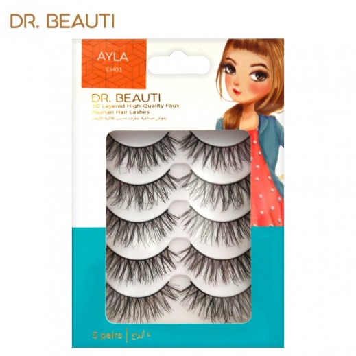 DR.Beauti Double 3D Layered Faux Humain Hair Lashes 5 Pairs Ayla LM03