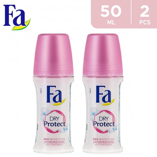 Fa Dry Protect Cotton Deo Roll On - 2 x 50 ml - delivered by Taw9eel Fast