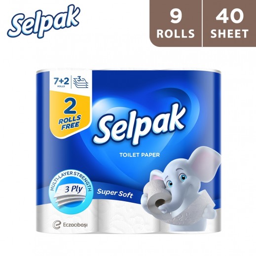 Selpak Toilet Paper 7+2 Rolls 140 Sheets - 9.6 × 12 cm