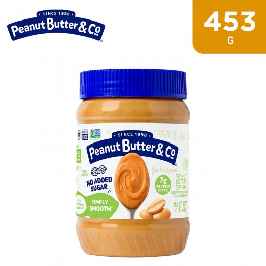 Peanut Butter & Co No Added Sugar & Gluten Free Simply Smooth Spread 453 g - delivered by Taw9eel Fast