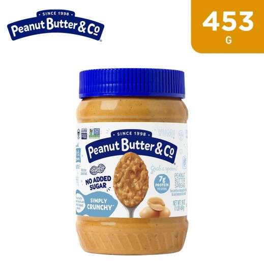 Peanut Butter & Co Gluten Free & No Added Sugar Simply Crunchy Spread 453 g - delivered by Taw9eel Fast