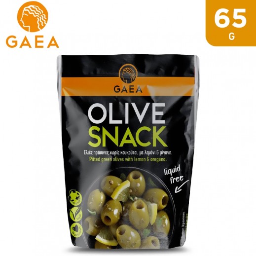 Gaea Pitted Green Olives With Lemon And Oregano Snack 65 g