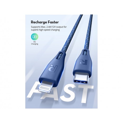 Buy RAVPower Type-C to Lightning Cable 1.2m Nylon - Blue | توصيل ...