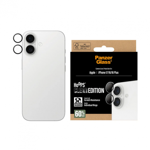 PanzerGlass Hoops Transparent Camera Lens Protector for iPhone 17