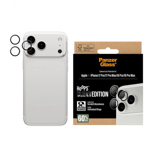 PanzerGlass Hoops Transparent Camera Lens Protector for iPhone 17 Pro / Pro Max