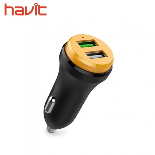 Buy Havit Dual USB Ports Car Charger HVUC515 Black/Orange توصيل