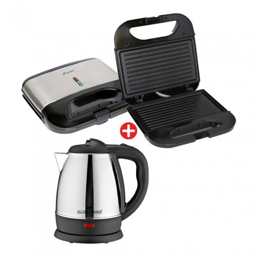 Sumo Sandwich Maker 750W + Classy Touch 2.0 liter Stainless Steel Electric Kettle