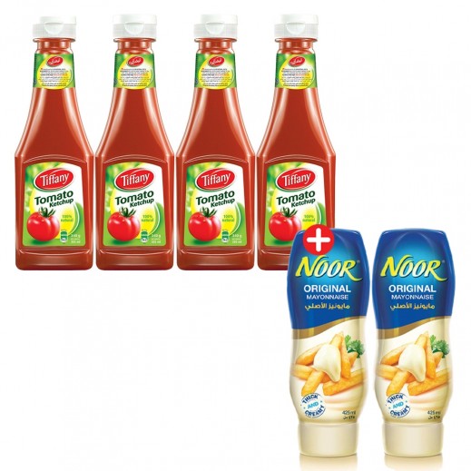 Tiffany Natural Tomato Ketchup 4 x 340 g + Noor Original Mayonnaise 2 x 425 ml