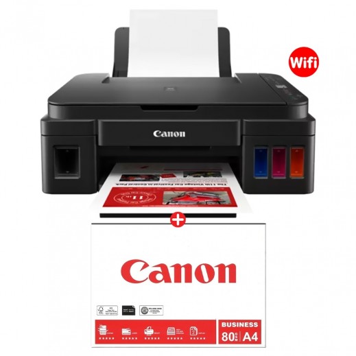 Canon Pixma Ink Tank Wifi Printer + 80 GSM A4 Paper