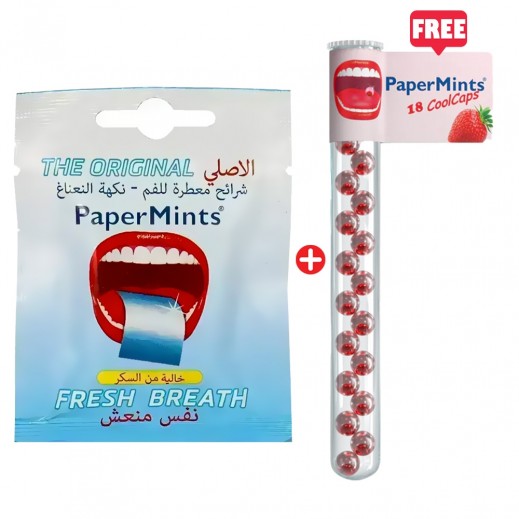 Papermints Fresh Breath Mouth Freshener Strips + Strawberry Mouth Freshener 18 CoolCaps Free