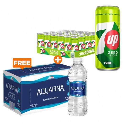 Buy 7up Extra Fizz Sugar Free Can 30 x 250 ml Get Aquafina Drinking Water 20 x 330 ml Free