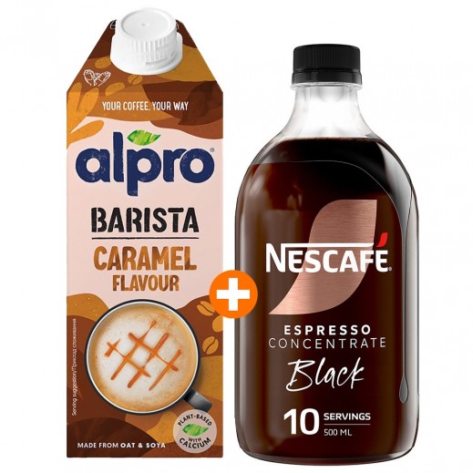 Nescafe Espresso Iced Coffee 500 ml + Alpro Barista Caramel Oat Drink 750 ml