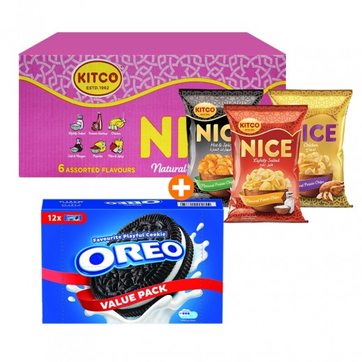 Kitco Potato Chips Assorted Flavour Box 20 x 22 g + Oreo Original Cookies 12 x 36.8 g