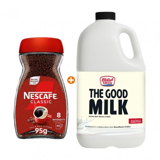 KDCow Good Milk 2L + Nescafe Classic Instant Coffee 95g