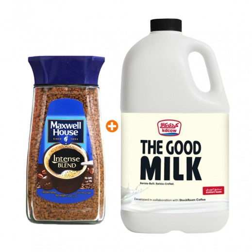 KDCow Good Milk 2L + Maxwell House Intense Blend Instant Coffee 95g
