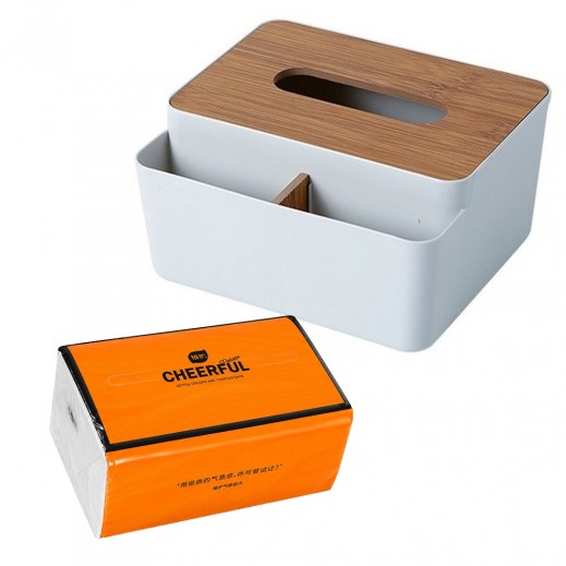 Desk Organizer & Tissue Box +Cheerful Air Cushion Napkin Tissues Free