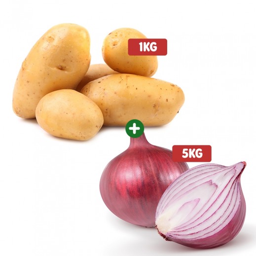 Fresh Indian Onion (5 kg Approx.) + Fresh Lebanese Potato (1 kg Approx.)