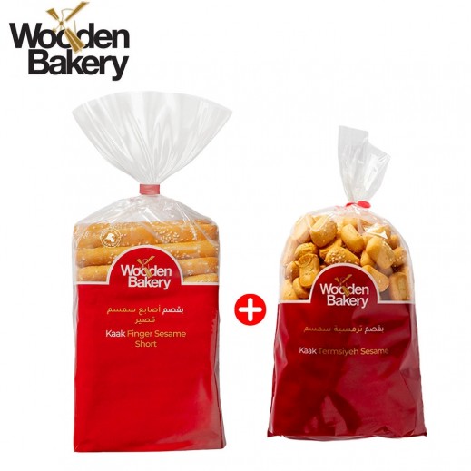 Wooden Bakery Kaak Finger Sesame Short 350 g + Bakery Sesame Termsiyeh Kaak 350 g - delivered by Taw9eel Fast
