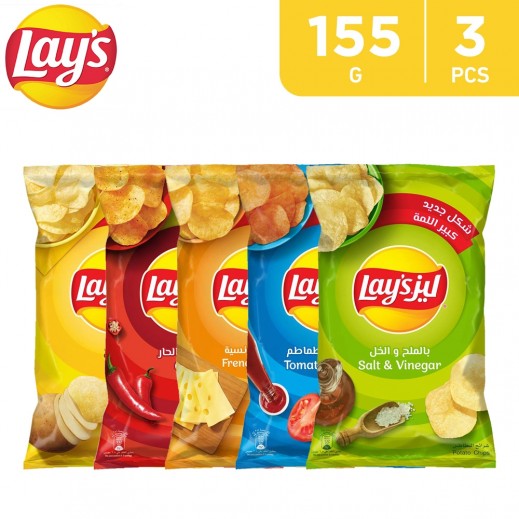 Lays Assorted Flavors Potato Chips 3 x 155 g